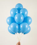 10 Baby Blue Balloons in Natural Latex Helium Filled