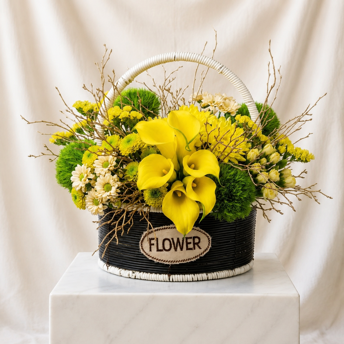 Golden Harmony Floral Basket