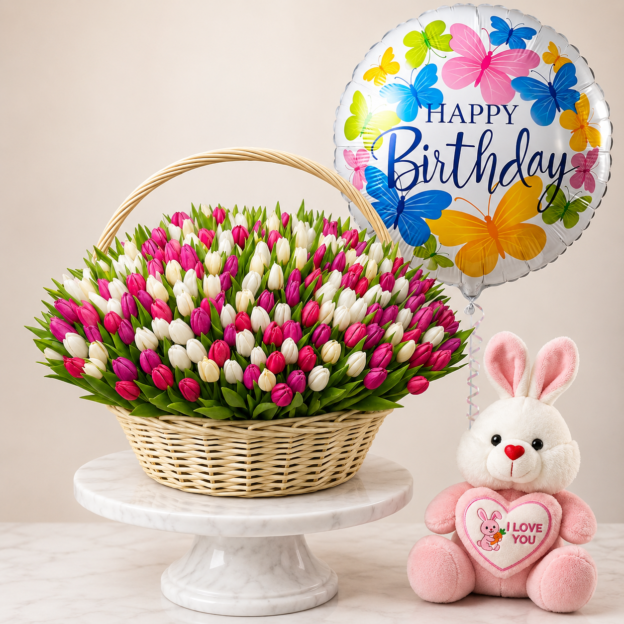 Classic Tulips in a Basket Bundle