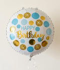 Blue and Gold Polka Dot Happy Birthday
