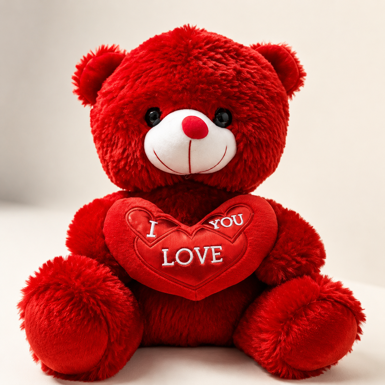 Red Bear with I Love you Cushion in Red