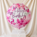 Pink And Purple Butterfly Happy Birthday Balloon