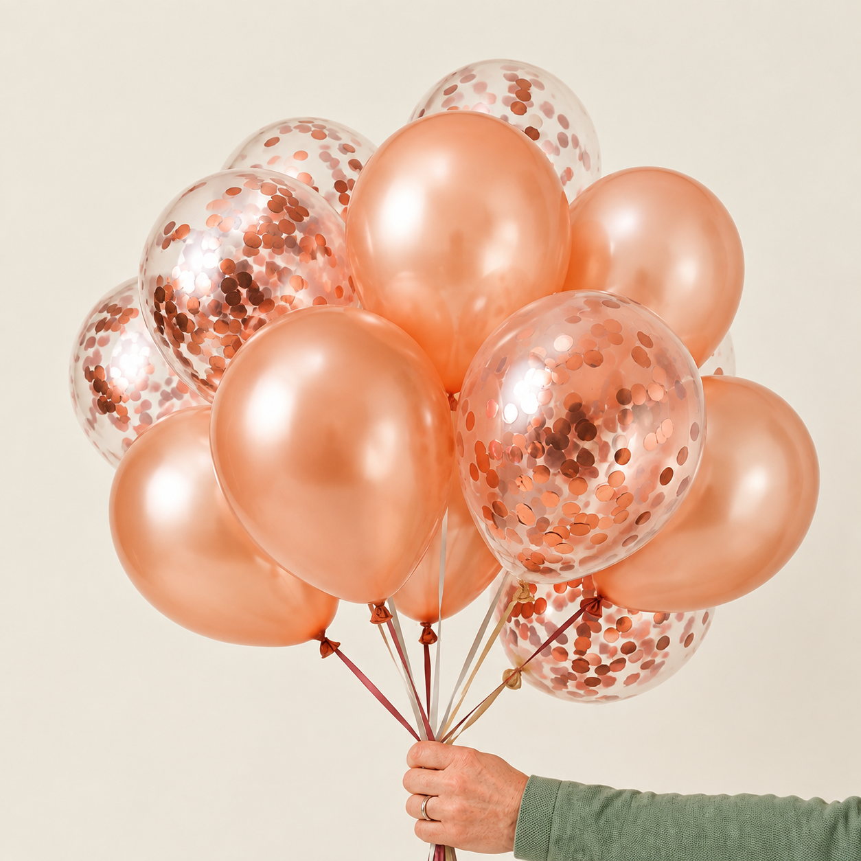 10 Shimmmering Rose Gold & Cascade  Balloons