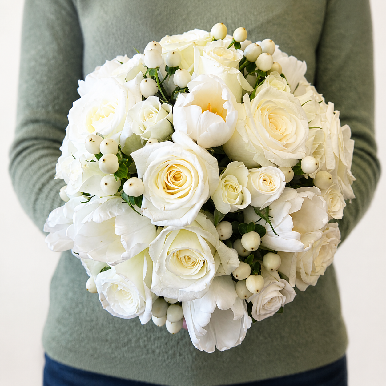 Ethereal sage ivory bridal bouquet