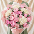 Romantic Peony And Hydrangeas Garden Bouquet