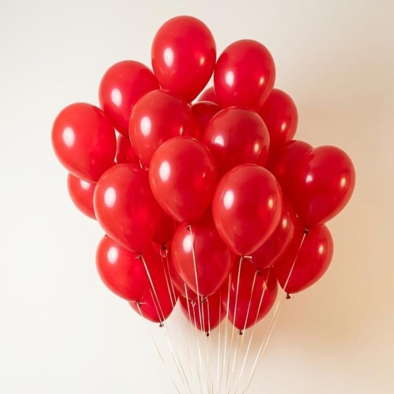 21 Natural Latex Helium Filled Red balloons